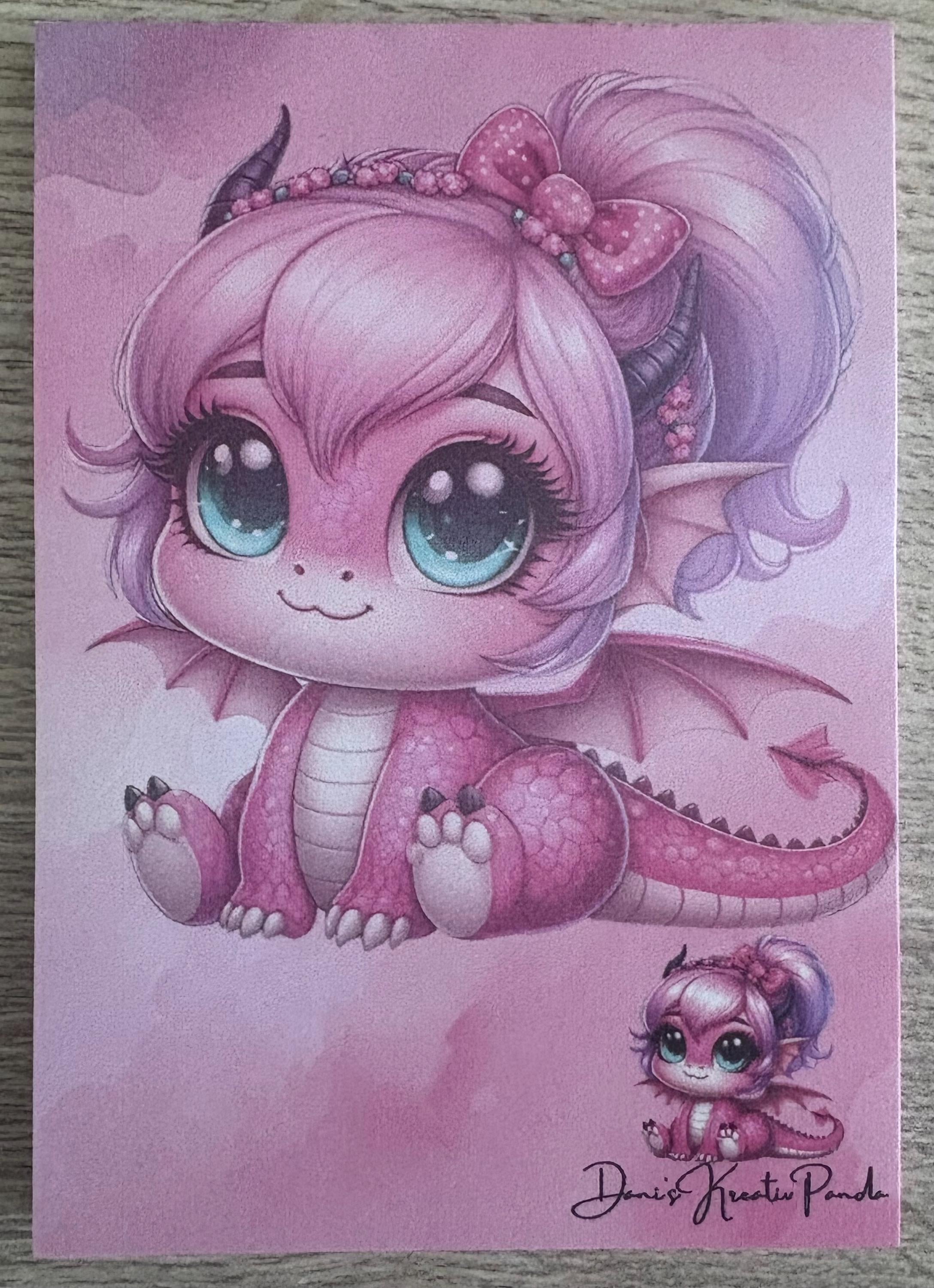 Notizblock A7 Rosa Drache (Notiz2)